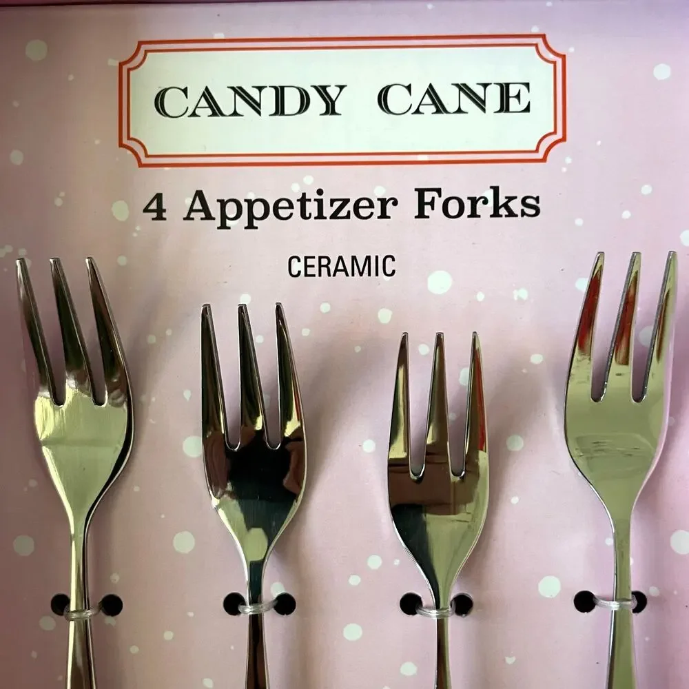 Christmas Candy Cane Peppermint Appetizer Forks Set of 4